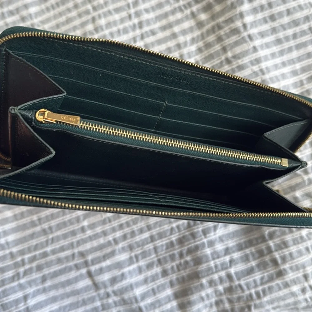 Dark Green Celine Zip Around Wallet - Picture 3 of 7